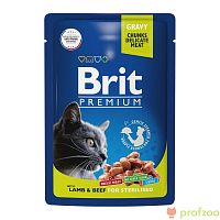 Изображение Brit Premium пауч Ягненок и Говядина в соусе для кошек 85г от магазина Profzoo
