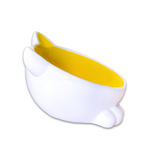 Изображение Миска керамика "Мордочка кошки" на ножках желтая 100мл "Mr.Kranch" от магазина Profzoo фото 3