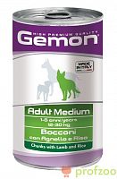 Изображение GEMON Dog Adult Medium консервы кусочки Ягненок с рисом для средних пород 1250г от магазина Profzoo
