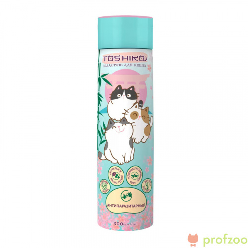 Изображение Шампунь "Toshiko" антипаразитарный для кошек 300мл от магазина Profzoo