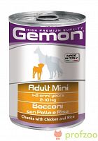 Изображение GEMON Dog Adult Mini консервы Курица с рисом кусочки для мелких пород 415г от магазина Profzoo