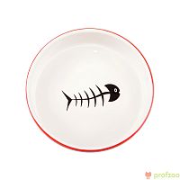 Изображение Миска керамика красно-белая с рыбками 300мл "Mr.Kranch" от магазина Profzoo