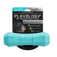 Изображение Playology игр. Жевательная палочка Squeaky Chew Stick с ароматом арахиса большая голубая для собак от магазина Profzoo