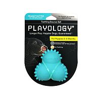 Изображение Playology игр. Дентальный жеват.тройной мяч Squeaky Bounce Ball с ароматом арахиса гоубой для щенков от магазина Profzoo