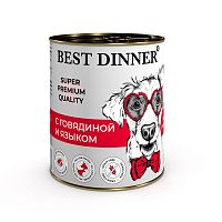 Изображение Best Dinner Super Premium Мясные деликатесы консервы 340г с говядиной и языком для собак и щенков от магазина Profzoo