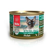 Изображение Blitz Holistic консервы Sterilised Утка с индейкой мясной паштет для стерилиз.кошек 200г от магазина Profzoo