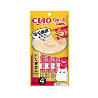 Изображение INABA ЧАО ЧУРУ Лакомство-пюре куриное филе для вывода шерсти из ЖКТ (4шт х 14г) от магазина Profzoo