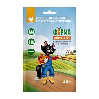 Изображение Хрустящие подушечки с паштетом из курицы для кошек и котят 40г "Ферма кота Фёдора" от магазина Profzoo