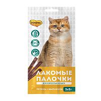 Изображение Лакомые палочки Мнямс 5г Цыпленок+Печень для кошек 1х3шт от магазина Profzoo