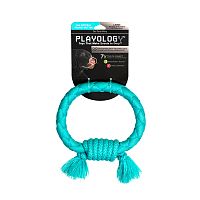 Изображение Playology игр. Жевательное кольцо-канат Dri-Tech с ароматом арахиса голубой для собак от магазина Profzoo