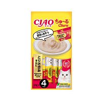 Изображение INABA ЧАО ЧУРУ Лакомство-пюре куриное филе и краб для кошек (4шт х 14г) от магазина Profzoo