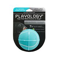 Изображение Playology игр. Жевательный мяч Squeaky Chew Ball 8см с пищалкой с ароматом арахиса голубой для собак от магазина Profzoo