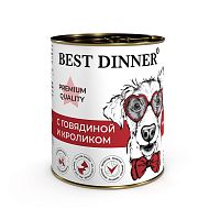 Изображение Best Dinner Premium Меню №3 консервы 340г Говядина и Кролик для собак и щенков от магазина Profzoo
