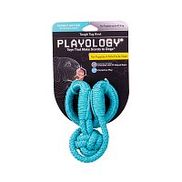 Изображение Playology игр. Жевательный канат Tough Tug Knot с ароматом арахиса голубой для щенков от магазина Profzoo