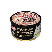 Изображение INABA ЧАО консервы 85г Куриное филе с сурими для кошек от магазина Profzoo