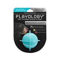 Изображение Playology игр. Жевательный мяч Squeaky Chew Ball 6см с пищалкой с ароматом арахиса голубой для собак от магазина Profzoo