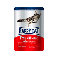 Изображение Хэппи Кэт пауч Говядина и Баранина в соусе для кошек 100г от магазина Profzoo