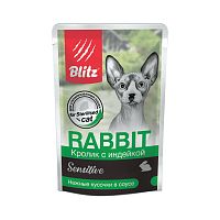 Изображение Blitz Sensitive пауч 85г Sterilised Кролик с индейкой нежные кусочки в соусе для стерилиз.кошек от магазина Profzoo