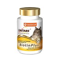 Изображение Витамины UNITABS BiotinPlus с Q10 с биотином и таурином для кошек 120 таб. от магазина Profzoo